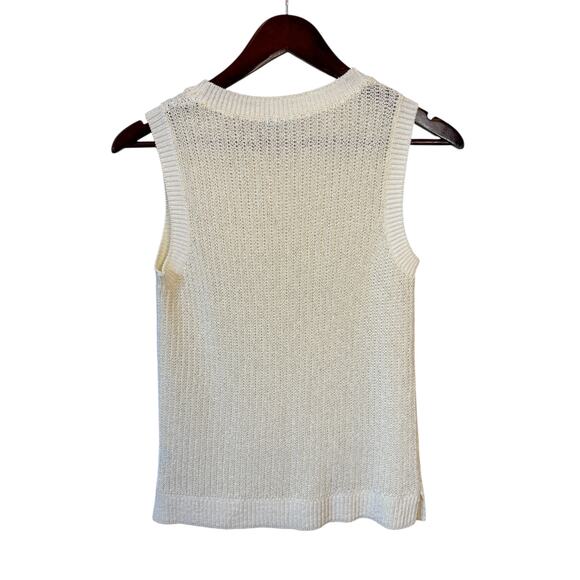 J. MCLAUGHLIN Lena Knit Organic Cotton Tank Size Small Ivory Open Knit Coastal - Picture 4 of 7